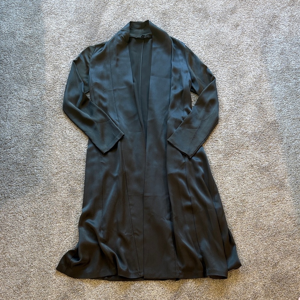 Eileen Fisher Olive Green Silk Trench Size XXS